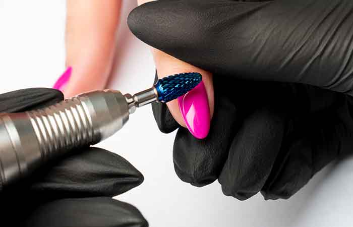 How to remove UV gel or polygel with the electric nail drill?
